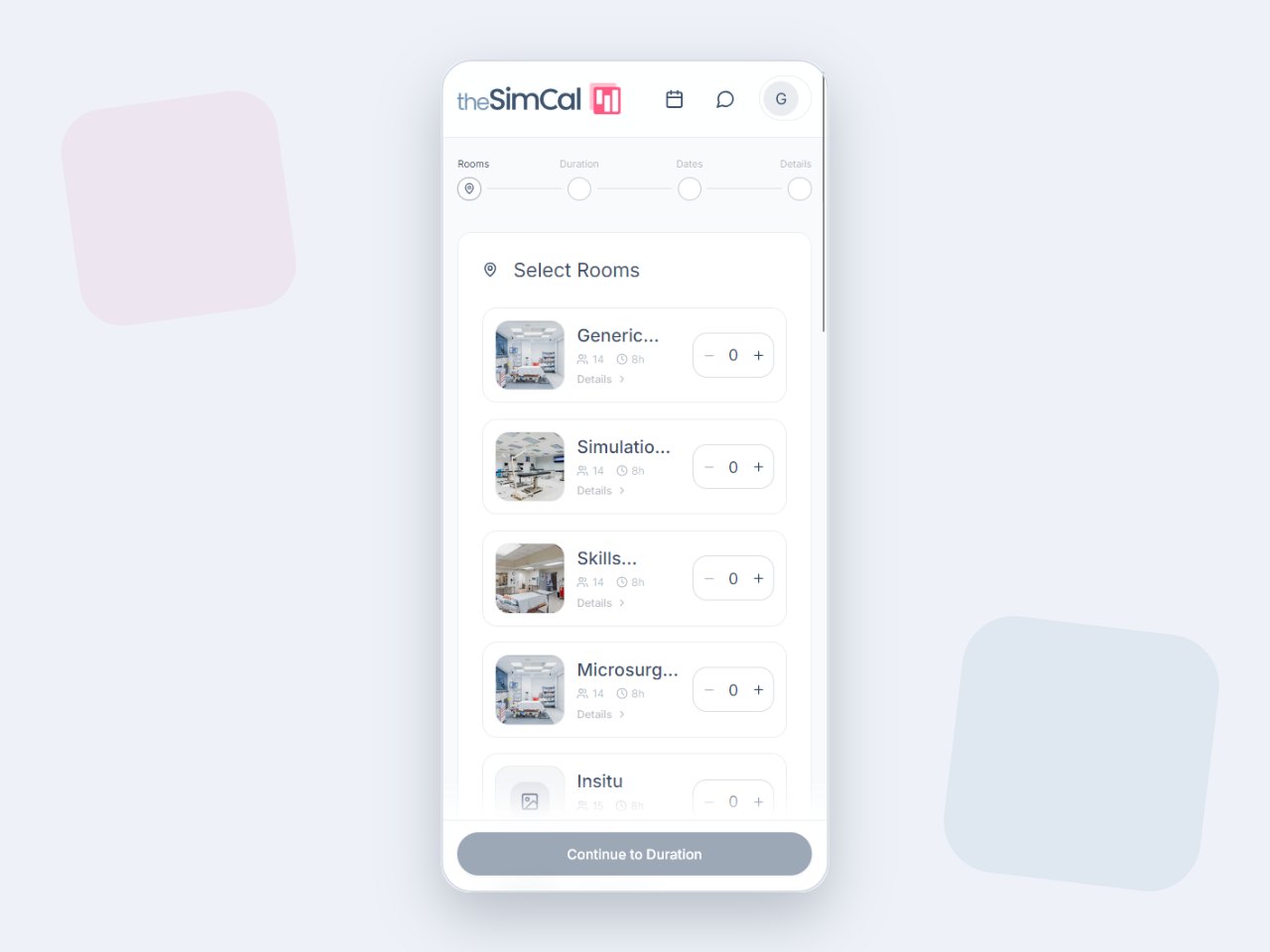 theSimCal booking form on a phone