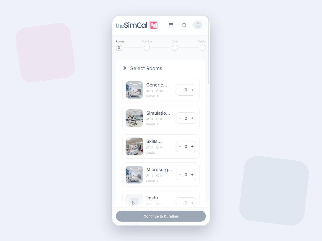 theSimCal booking form on a phone