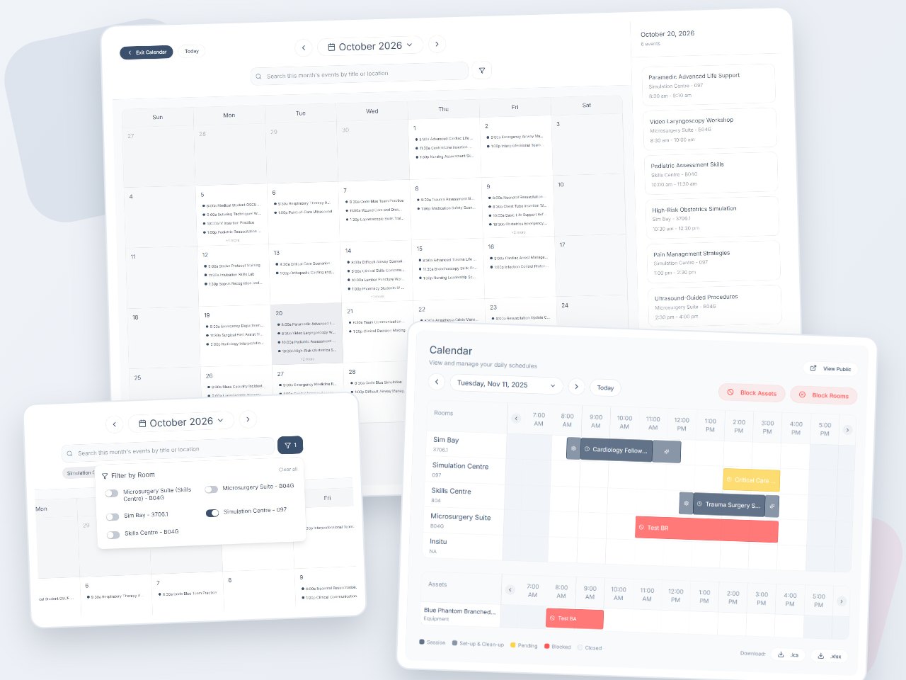 theSimCal admin calendar for a single day