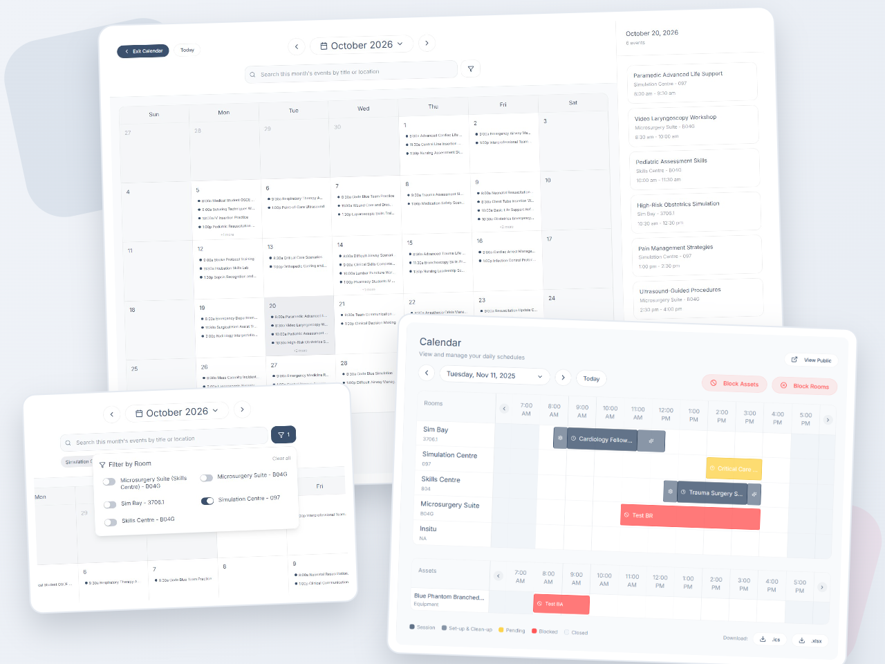 theSimCal admin calendar for a single day