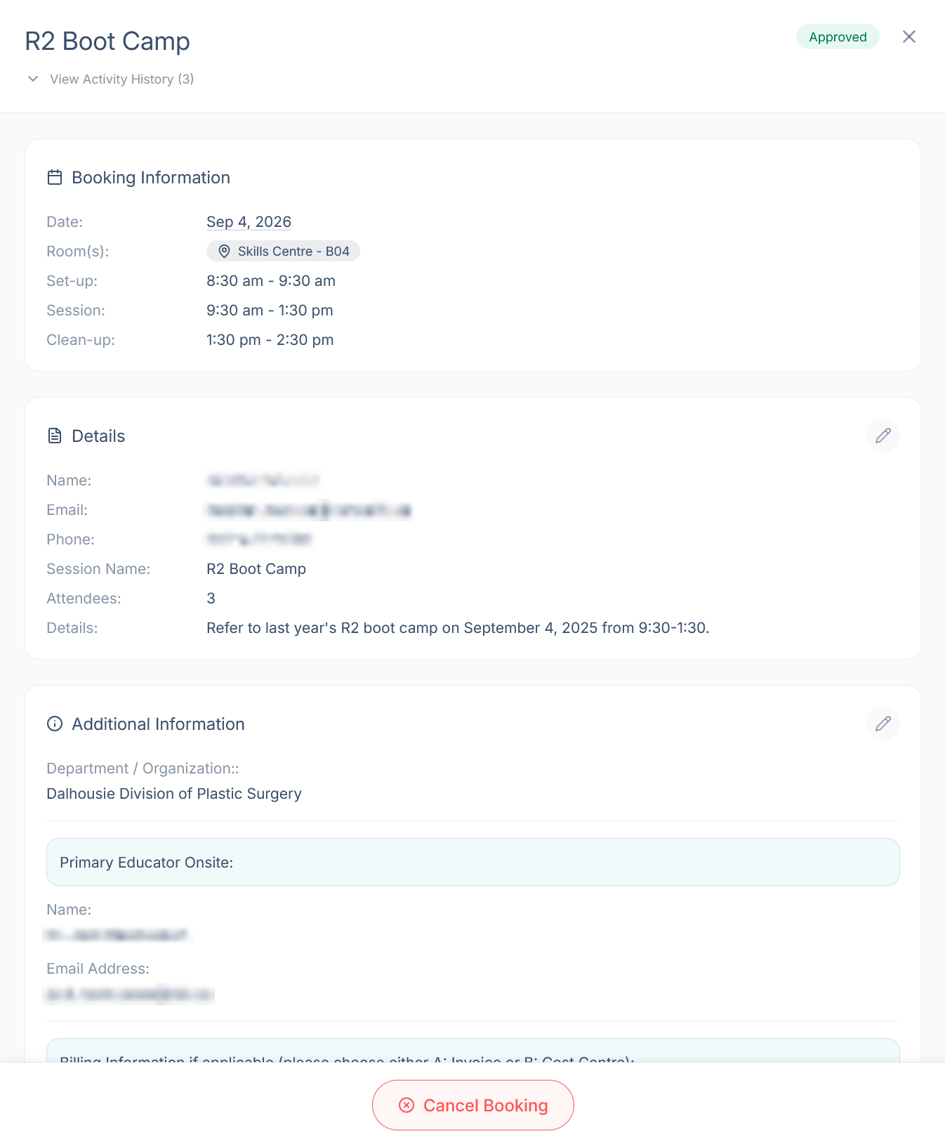 The request details panel