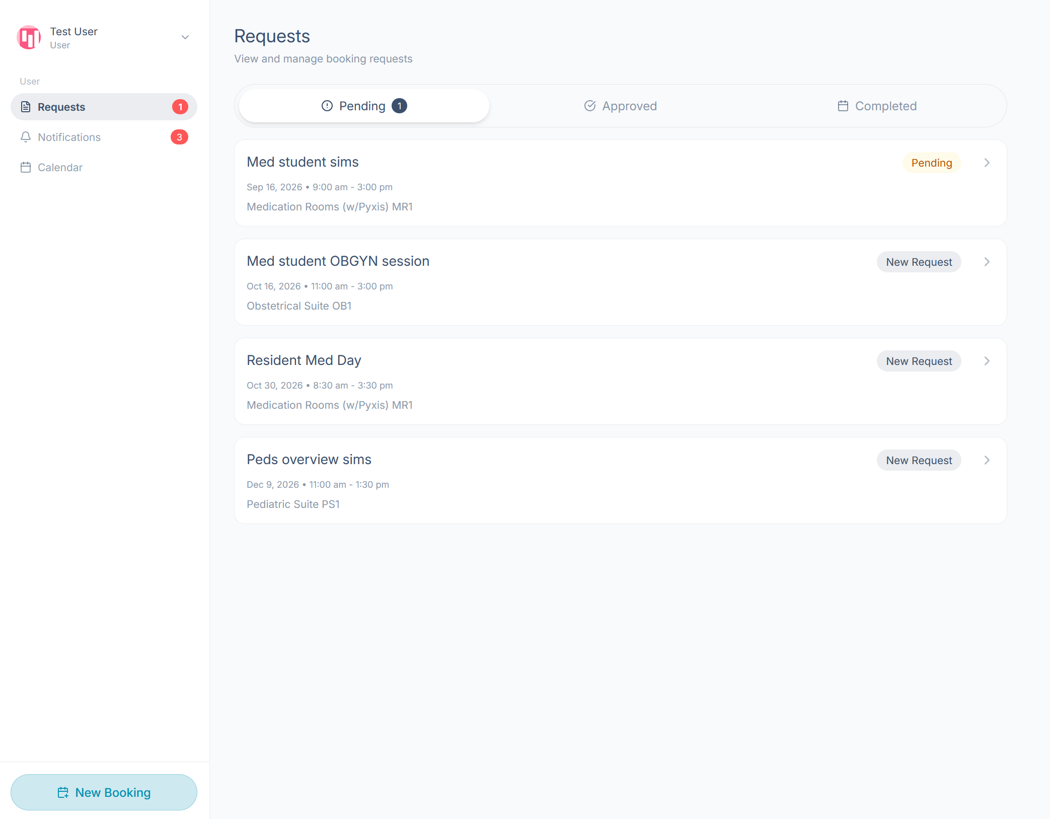The Requests page showing the Pending tab