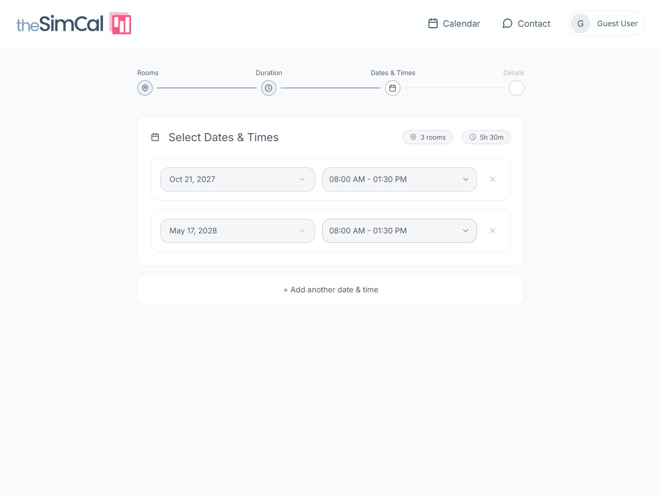 Step 3, picking dates and times