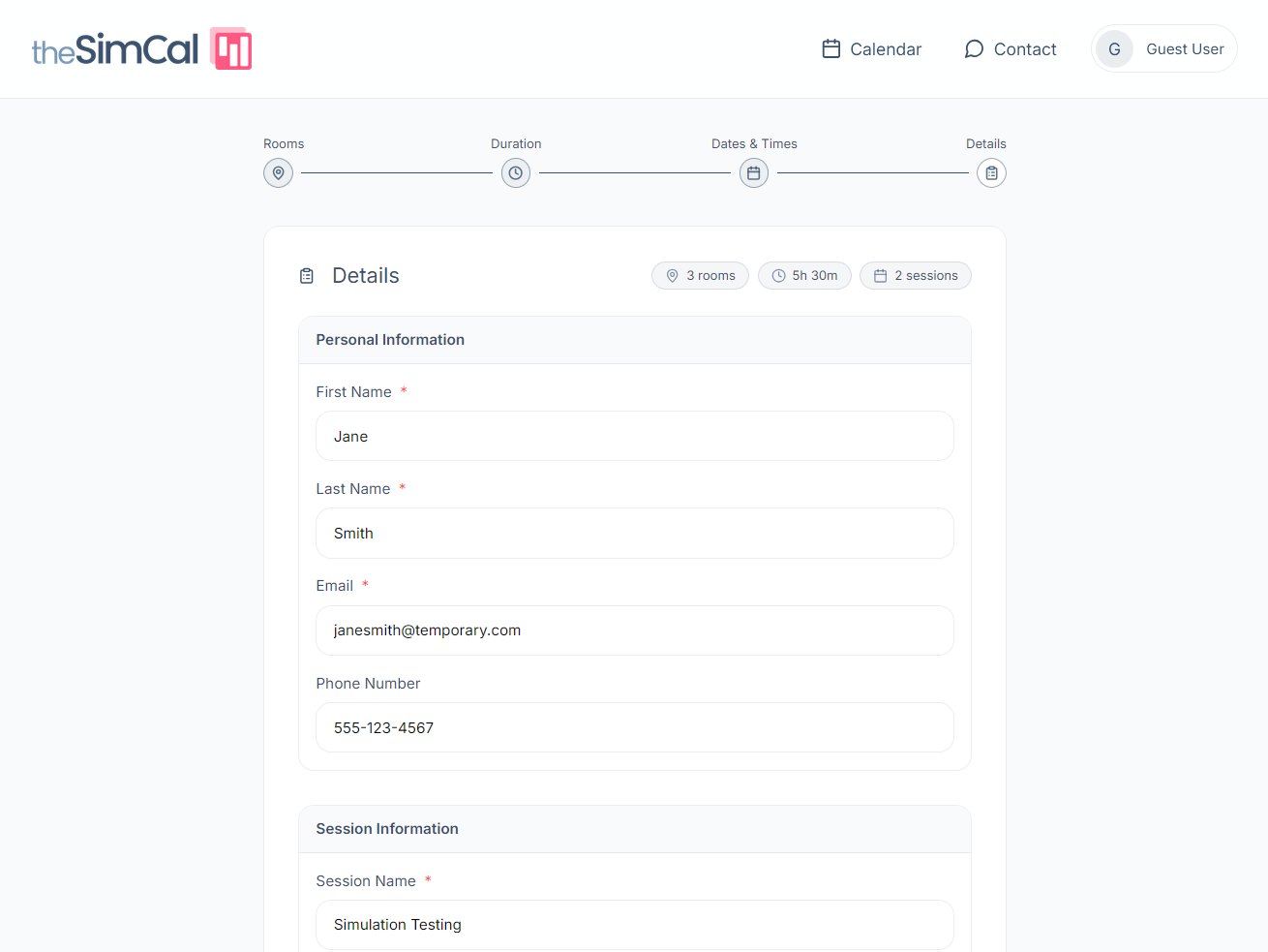 Step 4, entering details and submitting the request